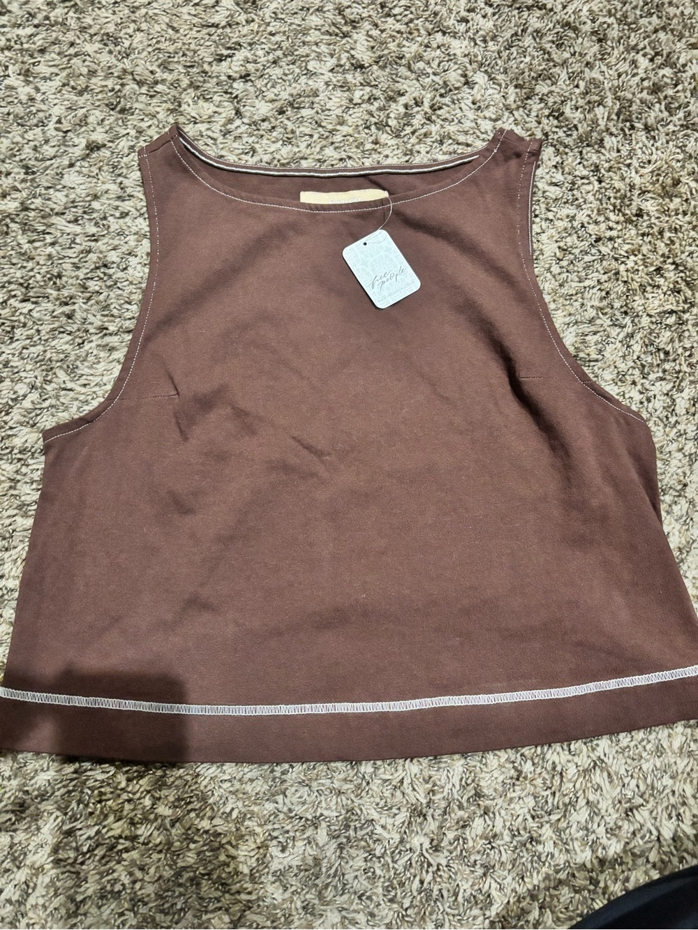 Free People Women's Brown Sleeveless Crop Top